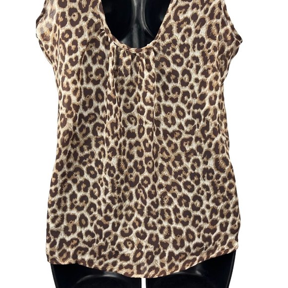 Women's Sheer overlay Tank, Leopard Print, Coral Accented Bow, Medium - Picture 6 of 12